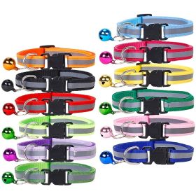 Nylon Collar Reflective With Small Bell For Dog & Cat; Dog Collar; Adjustable dog collar (Color: Rose Red, size: Adjustment)